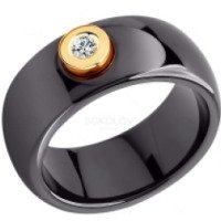 Черное керамическое кольцо Sokolov из красного золота с бриллиантом