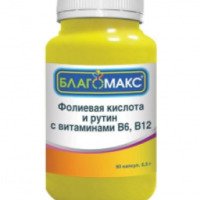 БАД Вис "Благомакс" Фолиевая кислота и рутин с витаминами B6, B12