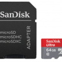 Карта памяти SanDisk Ultra microSDXC UHS-I 64GB + SD-adapter (SDSQUNC-064G-GN6MA)