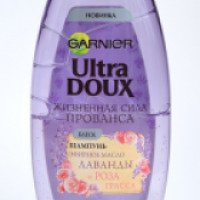 Шампунь Garnier Ultra Doux Жизненная сила Прованса с эфирным маслом лаванды и розы грасса