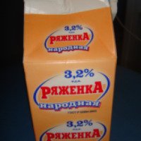 Ряженка Рыбновский молочный завод "Народная" 3, 2%