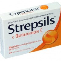 Таблетки для рассасывания Strepsills с Витамином С со вкусом апельсина