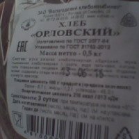 Хлеб Вологодский хлебокомбинат "Орловский"