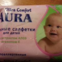 Влажные салфетки Aura Ultra Comfort с экстрактом алоэ и витамином Е