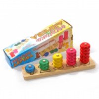 Пирамидки-счет Игрушки из дерева "Круги" 5 в 1