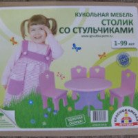 Кукольная мебель столик со стульчиками Краснокамская фабрика деревянной игрушки
