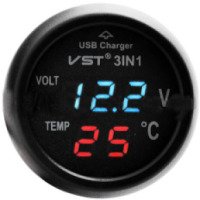 Автомобильный вольтметр, термометр, зарядное Usb VST-706