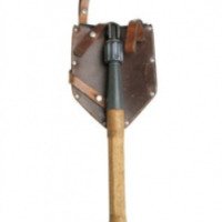 Швейцарская складная лопата с деревянной ручкой и кожаным чехлом