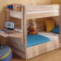 Кровать детская двухъярусная Боровичи Мебель "Массив" выбеленная береза с ящиками (трансформер)