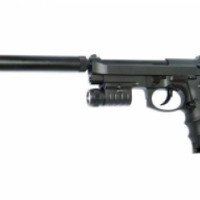 Модель пистолета KJ Works Beretta M9 с глушителем и фонарем