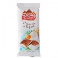 Молочный и белый шоколад Россия щедрая душа с кокосом и вафлей