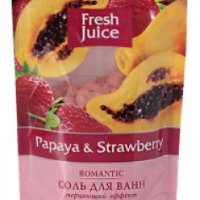 Соль для ванн Эльфа Fresh Juice Papaya&Strawberry "Мерцающий эффект"