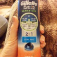 Гель для бритья Gillette Fusion proglide sensitive. Ocean Breez 2 в 1