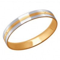 Обручальное кольцо Sokolov из комбинированного золота с алмазной гранью с фианитами