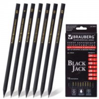 Набор чернографитных карандашей для графики и дизайна Brauberg "Black Jack" 2H-4B