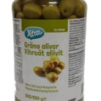 Консервы Xtra Зеленые оливки фаршированные пастой из сладкого красного перца