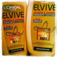 Шампунь и Кондиционер L'Oreal Elvive Nourish & Shimmer Highlights Shampoo (Питание и мерцающий блеск)
