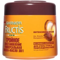 Маска-масло для волос Garnier Fructis "Тройное восстановление универсальная 3 в 1" с маслами ши, жожоба, макадамия и миндаль