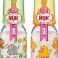 Пластиковая классическая бутылочка NUK с ортодонтической антиколиковой соской из силикона