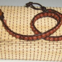 Браслет женский кожаный с камнями Craft Goods "Золотой песок"