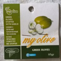 Оливки My olive зеленые с чесноком
