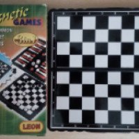 Настольная игра LEON 3 в 1 "Магнитные шахматы, шашки, нарды"