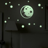 Наклейка Виниловая лепота "Светящаяся луна со звездами"