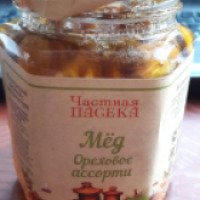 Мед Медовый дом "Частная пасека" цветочный натуральный с ореховым ассорти