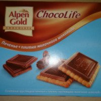 Печенье с плиткой молочного шоколада Alpen Gold Chocolife