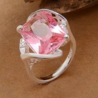 Кольца массивные Aliexpress Pink Austrian Crystals Silver Plated 925