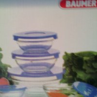 Набор стеклянных салатников с крышкой Baumer