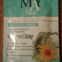 Маска для лица May Face с зеленой глиной, экстрактом ромашки и цветков арники