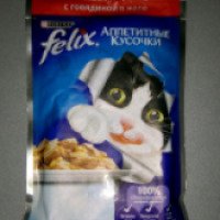 Корм для кошек Purina Felix с говядиной в желе