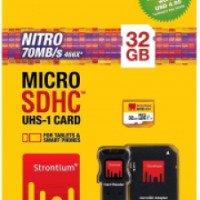 Карта памяти Strontium Nitro 32Gb MicroSDHC Class 10 UHS-1 70 MB/s