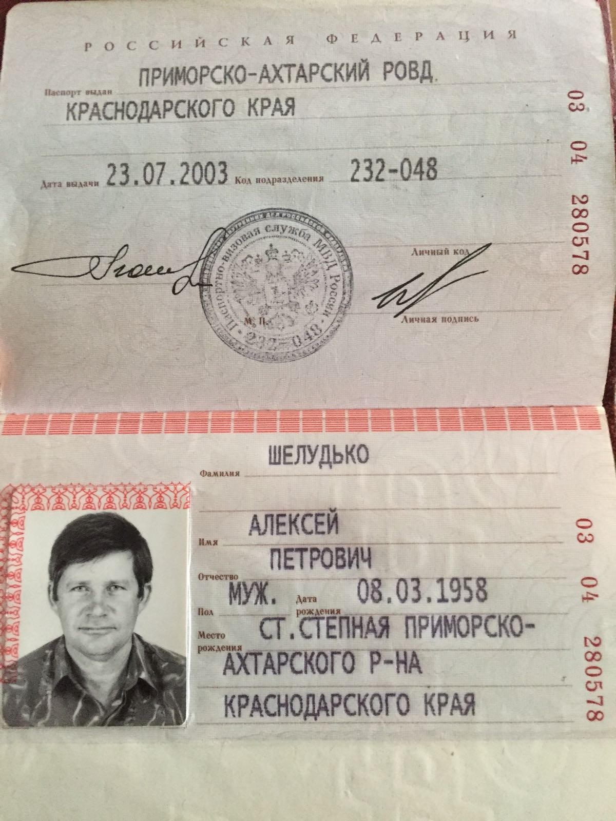 Коды паспортов краснодарского края. Код подразделения.